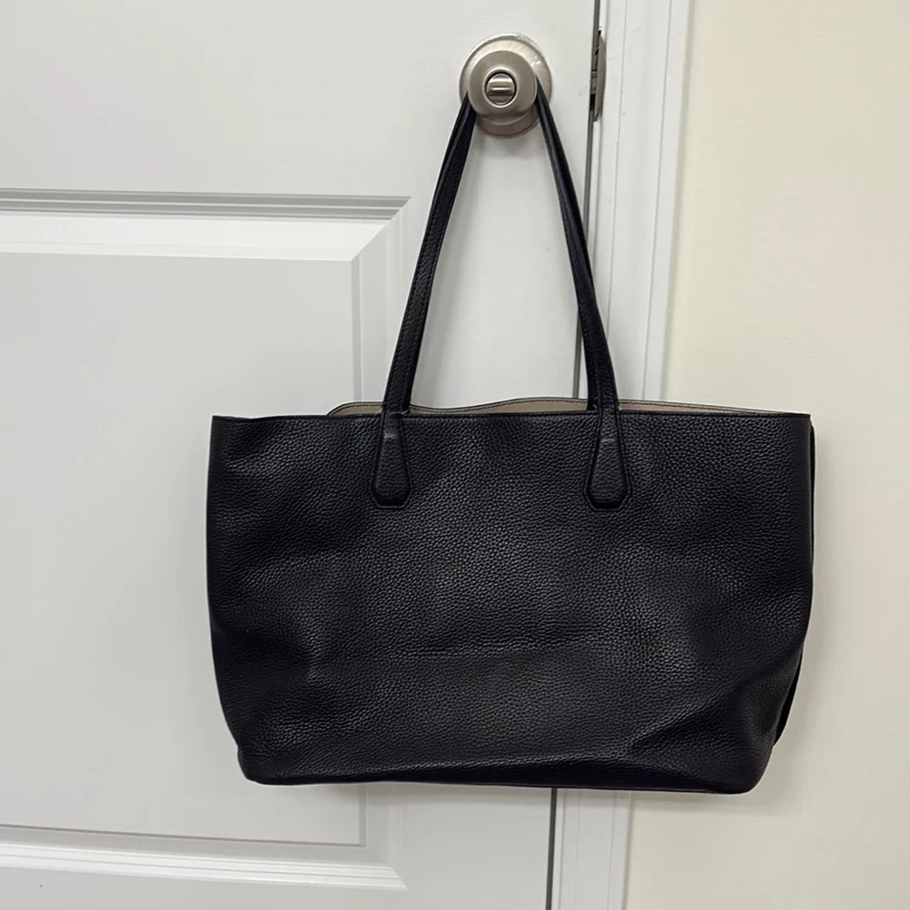 Tory Burch Black Pebbled Leather Tote - Picture 6 of 10